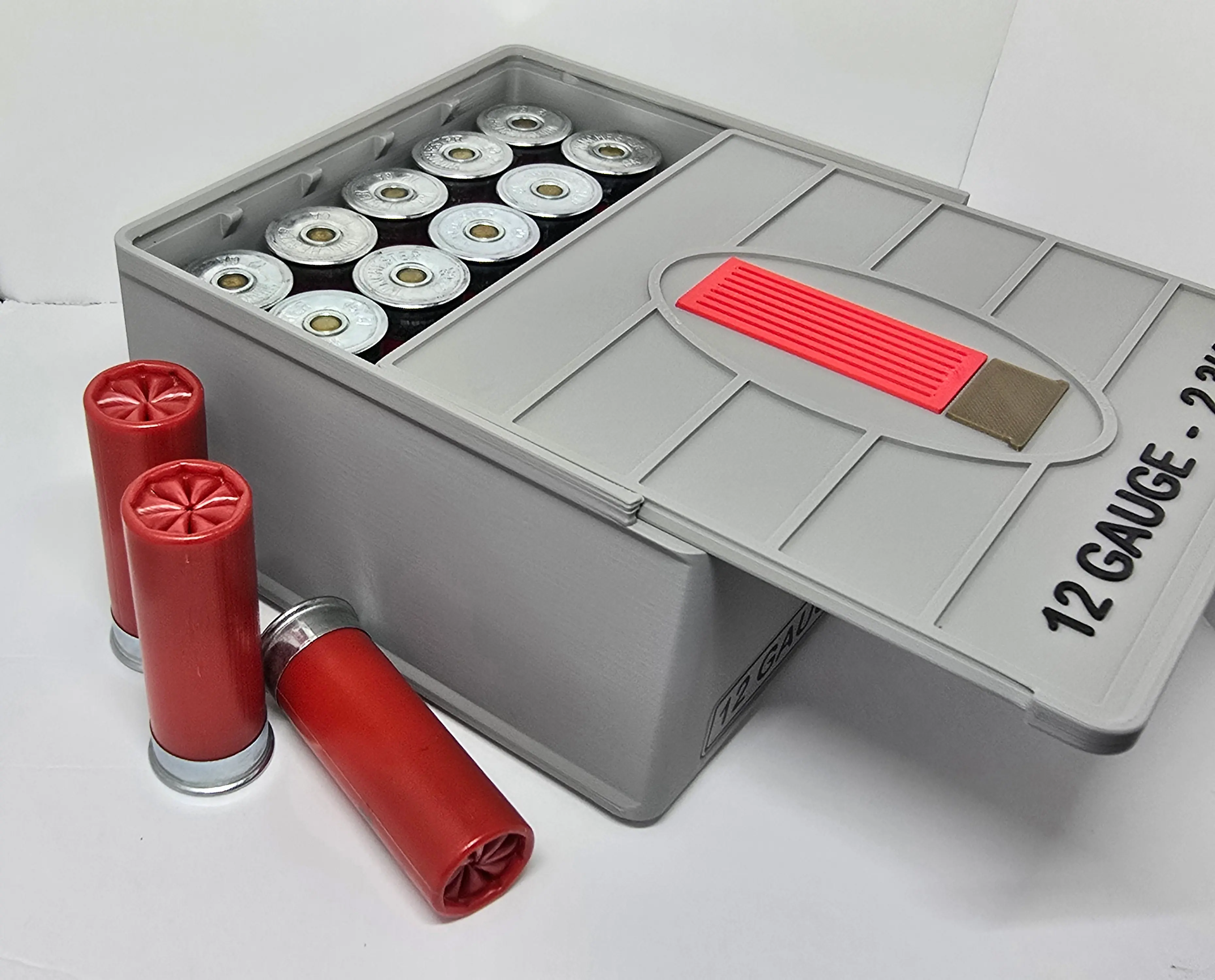 Open 12 Gauge ForgeBox showing 25 round tray