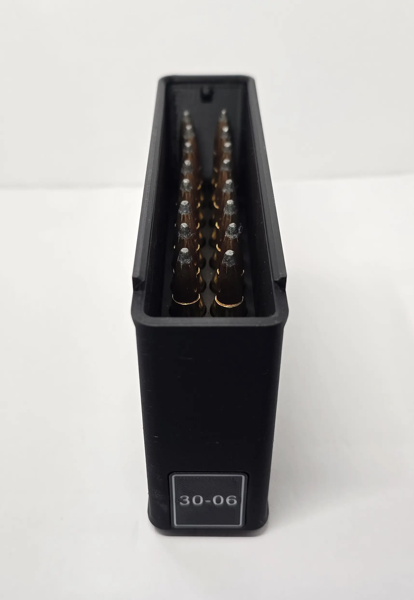 Front view of open Black 30-06 ForgeBox loaded with rounds