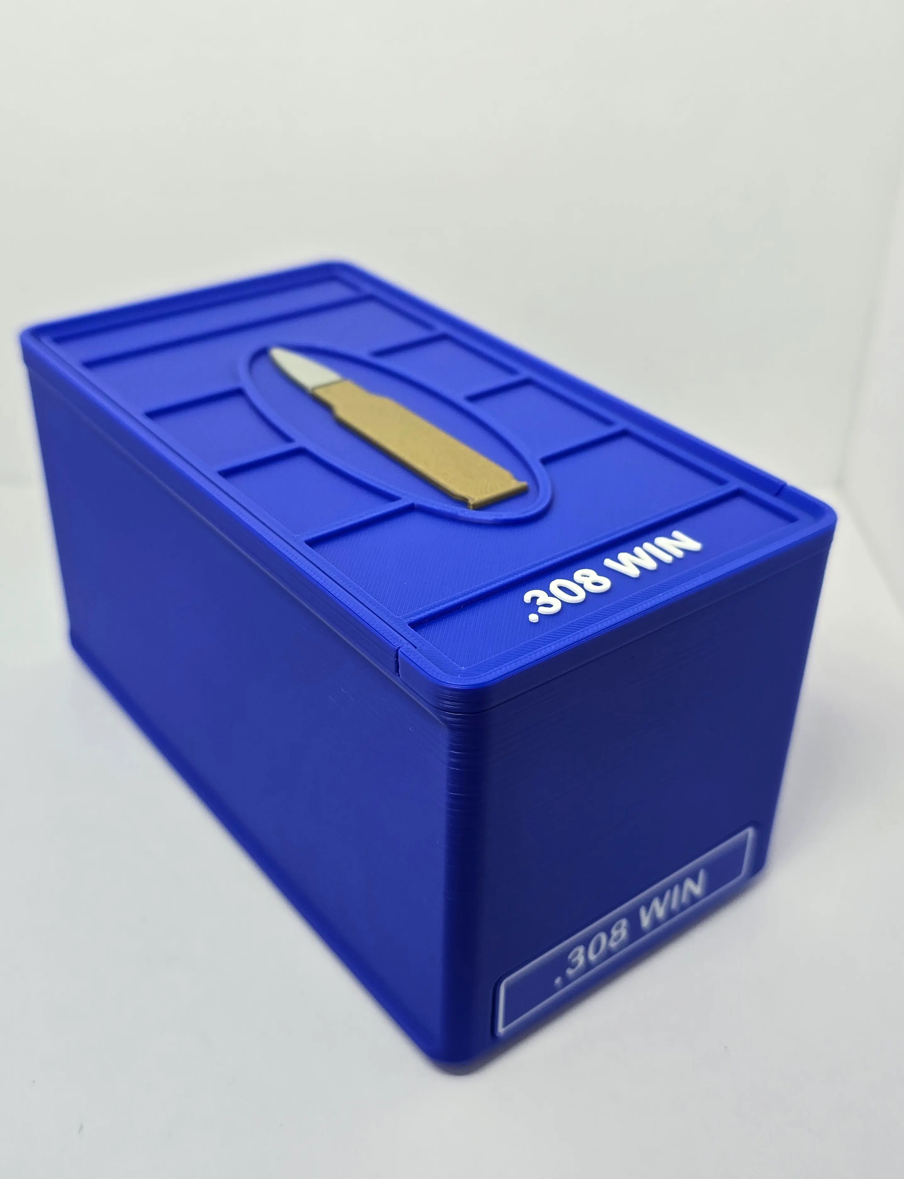 .308 WIN 50 round ForgeBox with blue body and white text
