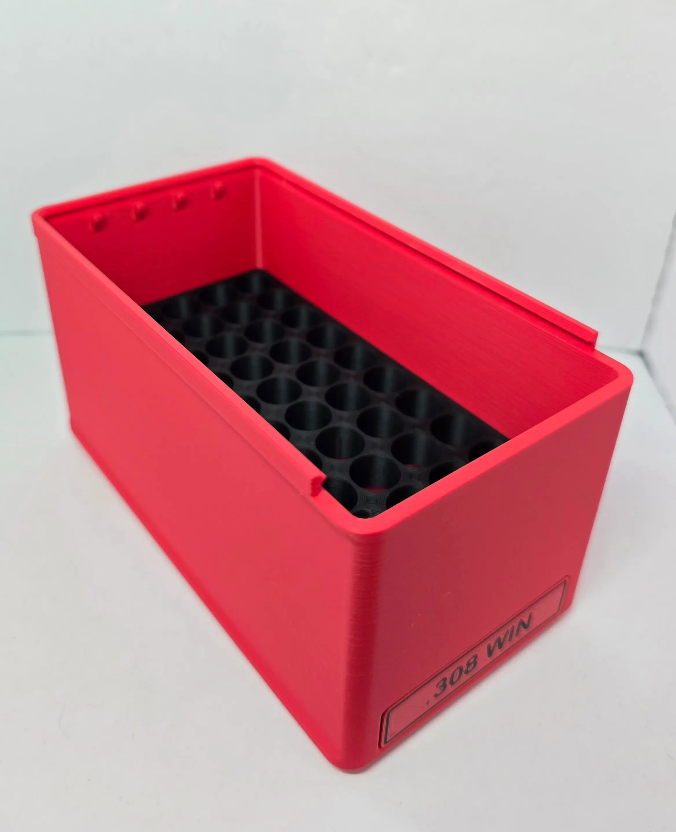 Open Scarlet Red .308 Winchester ForgeBox showing 50 round tray