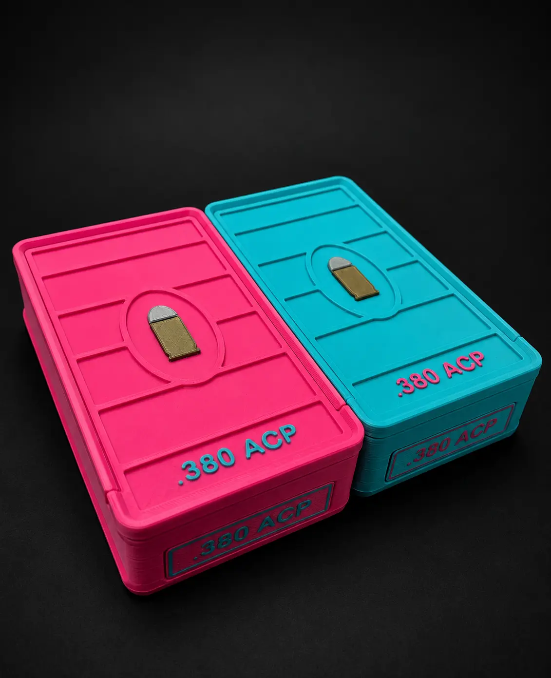 Hot pink and turquoise .380 ACP ForgeBox finished build