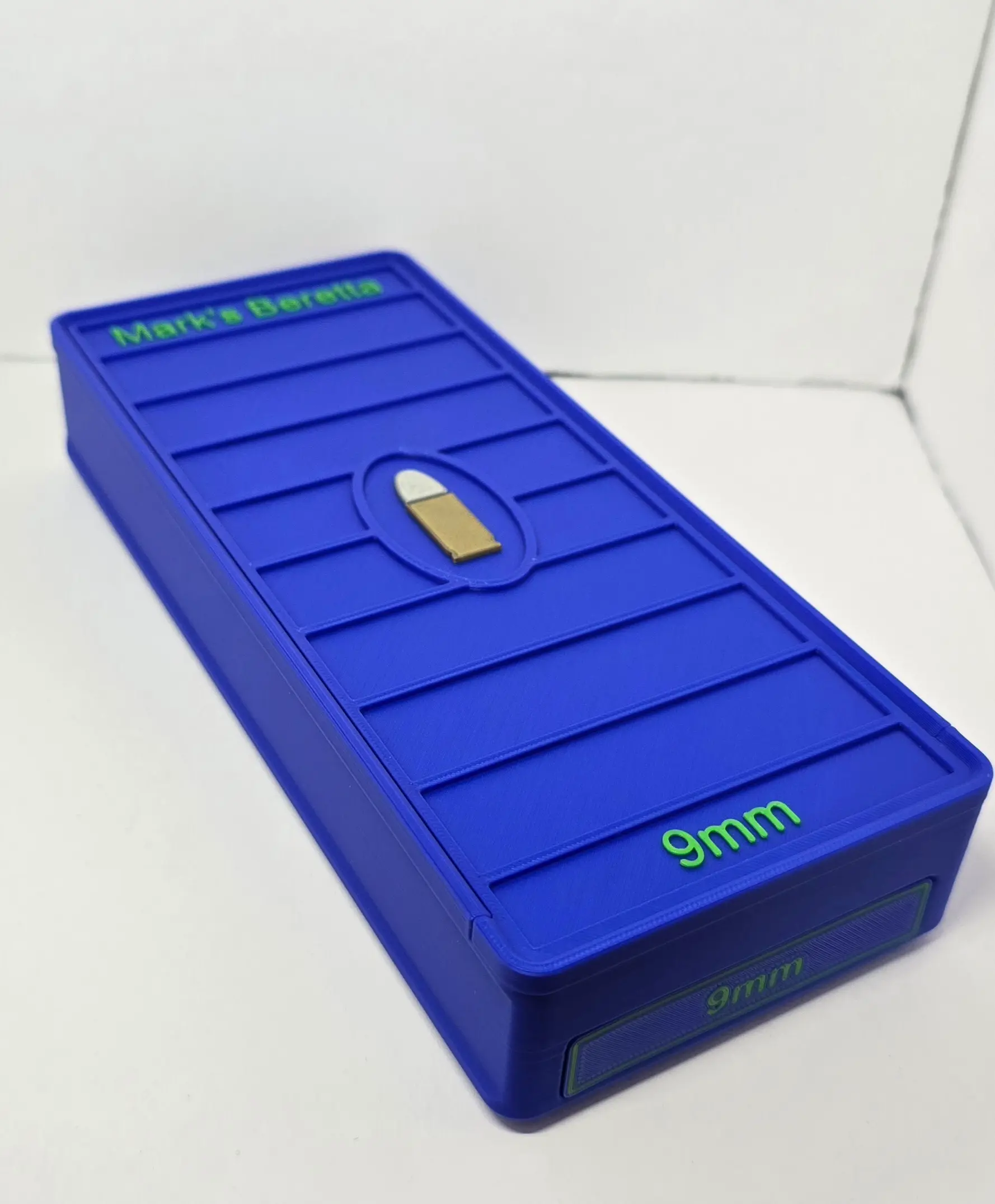 9mm 102 round ForgeBox with Blue body and Green text