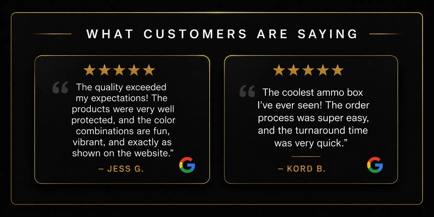 ForgeBox customer reviews highlighting product quality, fast shipping, and easy ordering
